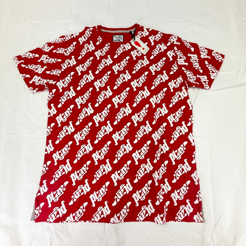 Play Cloths Mens All Over Print Logo T-Shirt Red White Size L New With Tags